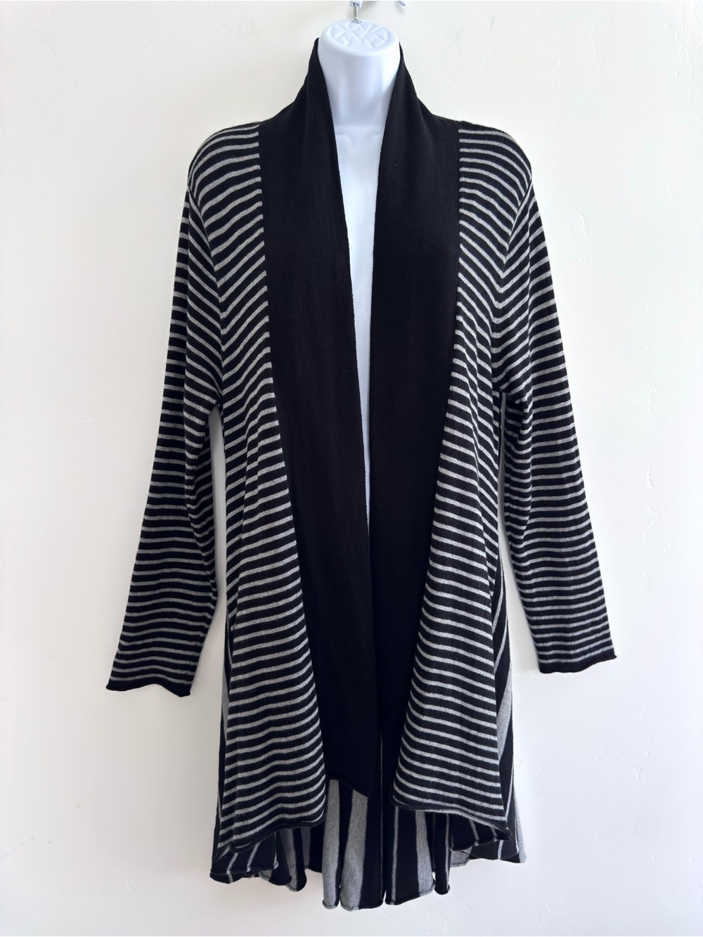 Soft Surroundings Cashmere Angora Blend Striped Open Front Long Cardigan XL